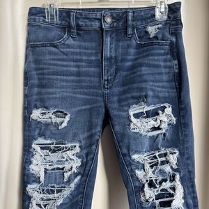 American Eagle Hi Rise Ripped Jegging 360 Next Level Stretch Size 6 regular